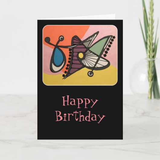 「世紀半ばモダン抽象芸術、絵を描いている蝶」の カード (正面)