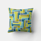 世紀半ば青緑モダンで幾何学的な色のブロック クッション (裏面)