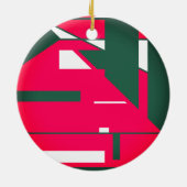 世紀半モダンばさくらんぼ赤白ダークグリーン セラミックオーナメント (裏面)