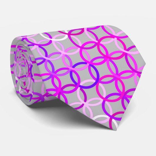 世紀半モダンばの円、ピンク、紫、グレー ネクタイ (ロール)