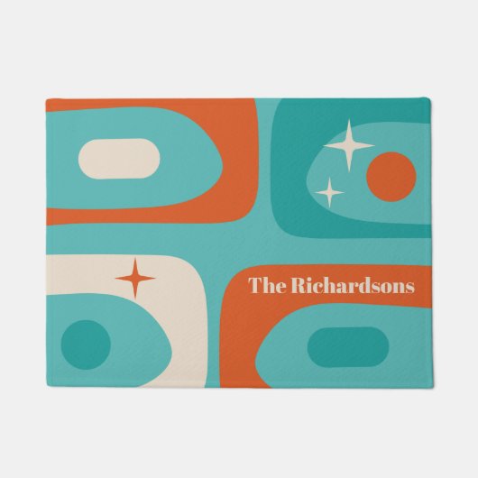 世紀半モダンばの原子パーソナライズされた束 ドアマット (正面)