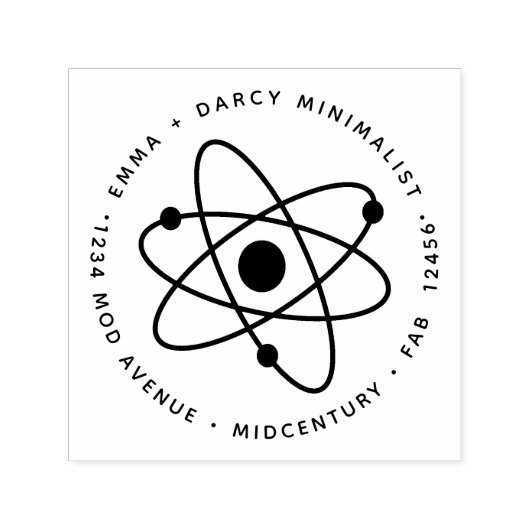 世紀半モダンばの最小原子分子 セルフインキングスタンプ (デザイン)