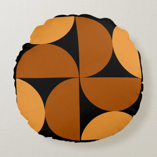 世紀半モダンばの焼け粘土とモカ ラウンドクッション (正面)