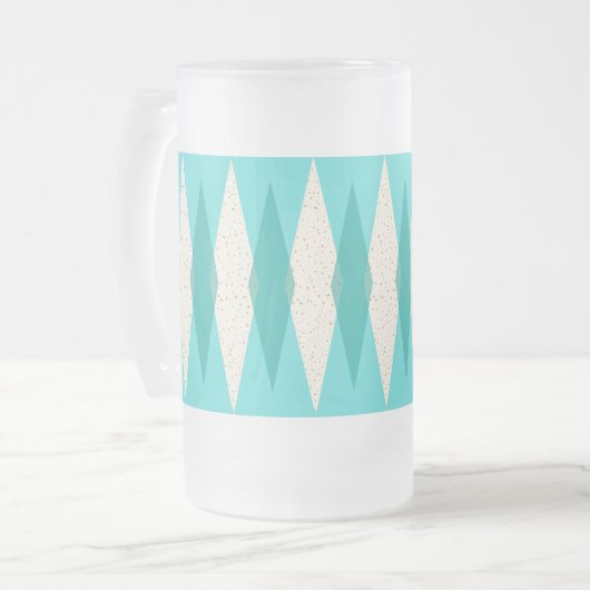 世紀半モダンばアーガイルら曇り フロストグラスビールジョッキ (正面左)