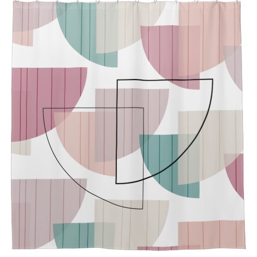 世紀半モダンばカラフル シャワーカーテン (正面)
