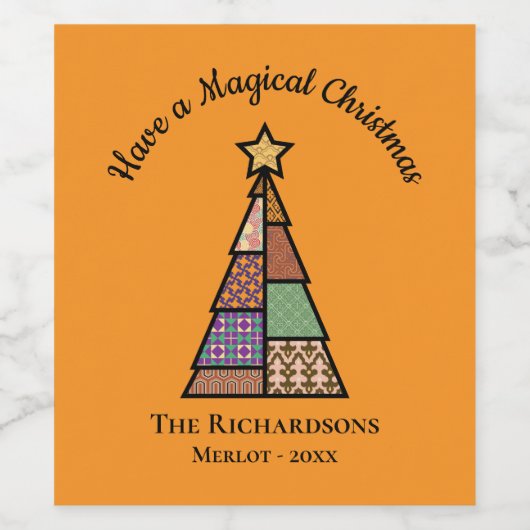 世紀半モダンばクリスマスツリー ワインラベル (シングルラベル)