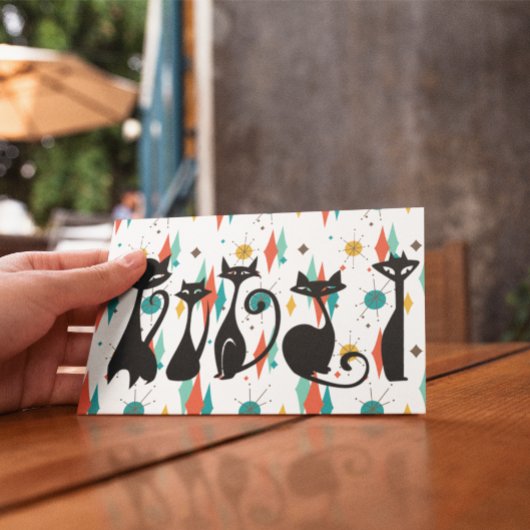 世紀半モダンばクールの黒猫 ポストカード