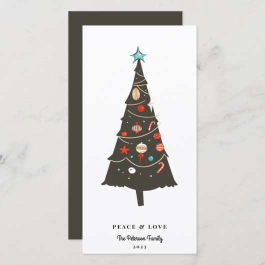 世紀半モダンば図解入りの、写真付きののクリスマスツリー シーズンカード (正面/裏面)