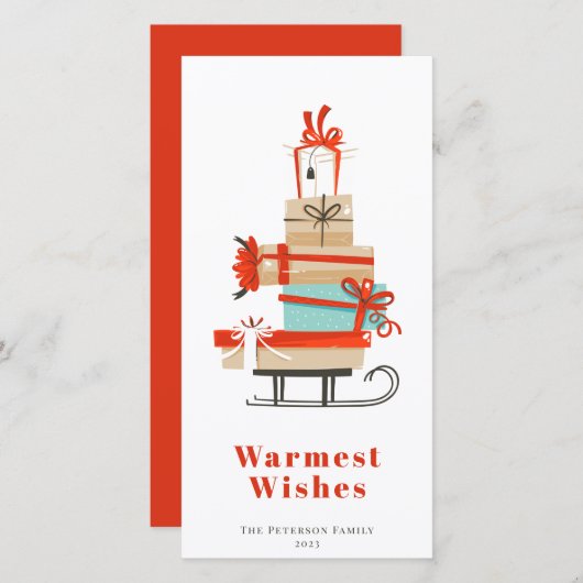 世紀半モダンば図解入りの、写真付きののクリスマス シーズンカード (正面/裏面)