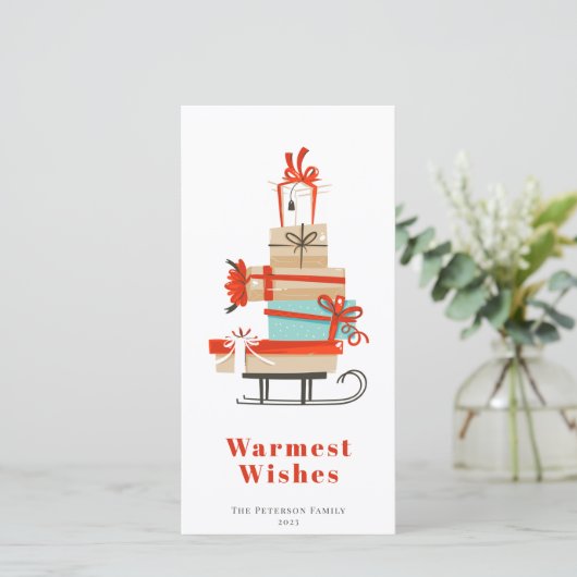 世紀半モダンば図解入りの、写真付きののクリスマス シーズンカード (スタンド正面)