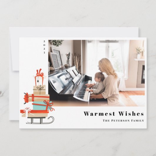 世紀半モダンば図解入りの、写真付きののクリスマス シーズンカード (正面)