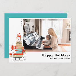 世紀半モダンば図解入りの、写真付きののクリスマス シーズンカード