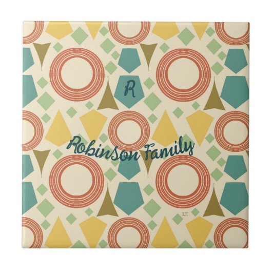 世紀半モダンば幾何カラフルパーソナライズされた品 タイル (正面)
