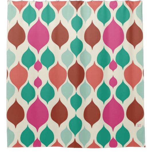 世紀半モダンば幾何カラフル物 シャワーカーテン (正面)