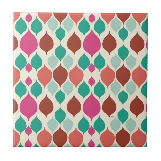 世紀半モダンば幾何カラフル物 タイル (正面)