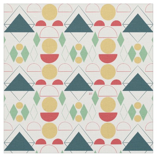 世紀半モダンば幾何カラフル物 ファブリック (クローズアップ)