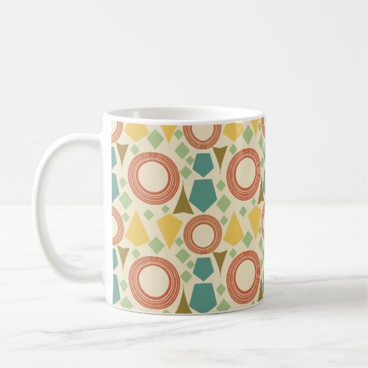 世紀半モダンば幾何カラフル コーヒーマグカップ (左)