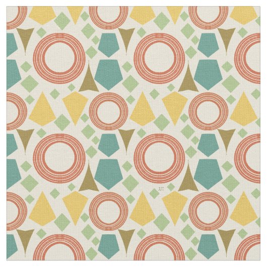 世紀半モダンば幾何カラフル ファブリック (クローズアップ)