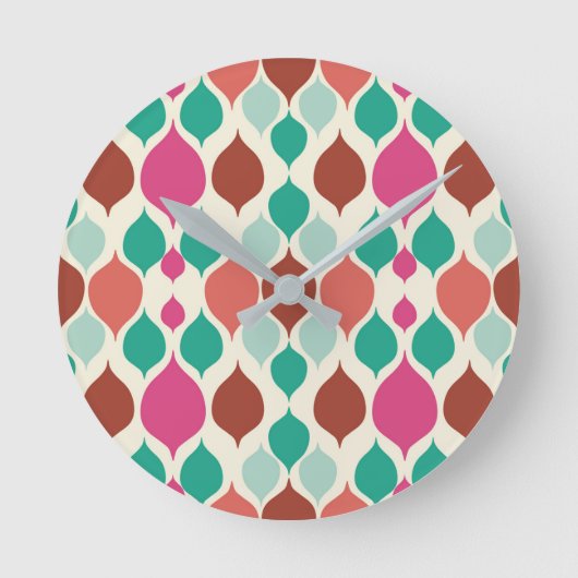 世紀半モダンば幾何カラフル ラウンド壁時計 (正面)