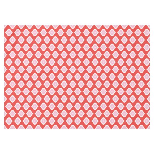 世紀半モダンば幾何学赤桃色 テーブルクロス (正面(横))