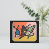 「世紀半モダンば抽象芸術、蝶絵画」 ポストカード (スタンド正面)
