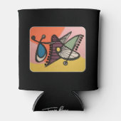 「世紀半モダンば抽象芸術、蝶絵画」 缶クーラー (正面)