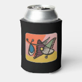 「世紀半モダンば抽象芸術、蝶絵画」 缶クーラー (缶裏面)