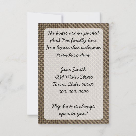 世紀半モダンば新居と住所の変更 案内状 (裏面)