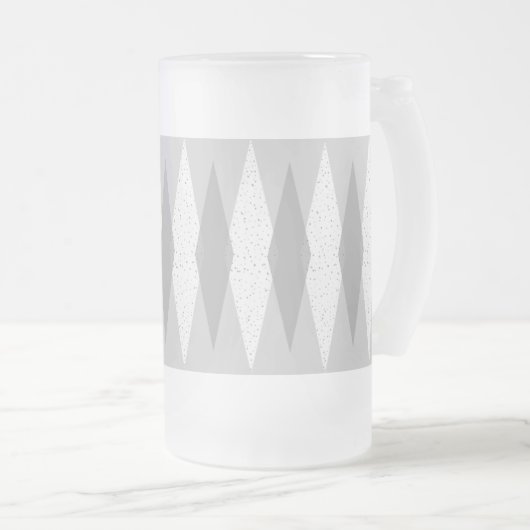 世紀半モダンば灰色のアーガイルすりガラスのマグカップ フロストグラスビールジョッキ (正面右)