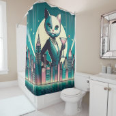 「世紀半モダンば白黒猫」 シャワーカーテン (インサイチュ)