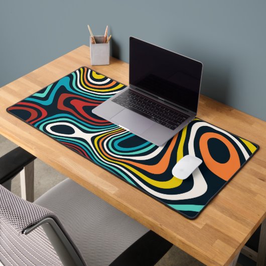 世紀半モダンば、カラフルの波線 デスクマット (オフィス2)