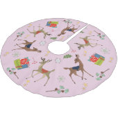 世紀半モダンば |クリスマスプレゼントレトロピンク ブラッシュドポリエステルツリースカート (アングル)