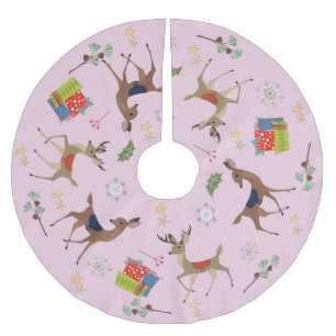 世紀半モダンば  クリスマスプレゼントレトロピンク ブラッシュドポリエステルツリースカート