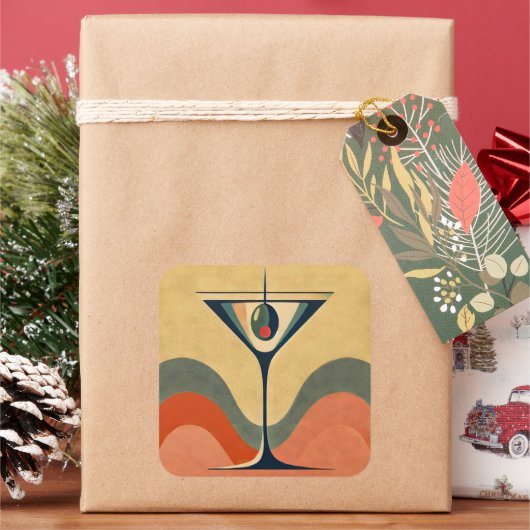 世紀半モダンば「ピメントオリーブmartini wave」 スクエアシール (クリスマス)