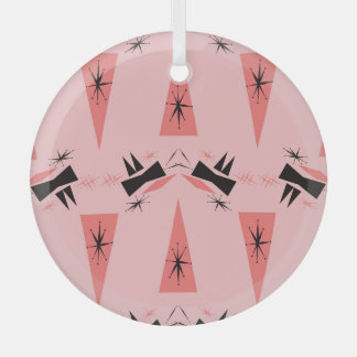 世紀半モダンば：ピンクの珊瑚の模様。 ガラスオーナメント