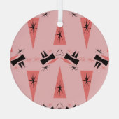 世紀半モダンば:ピンクの珊瑚の模様。 ガラスオーナメント (裏面)