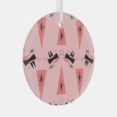 世紀半モダンば:ピンクの珊瑚の模様。 ガラスオーナメント (正面右)