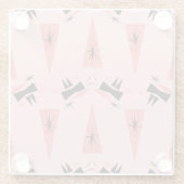 世紀半モダンば：ピンクの珊瑚の模様。 ガラスコースター (裏面)