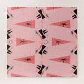 世紀半モダンば：ピンクの珊瑚の模様。 ジグソーパズル (横)