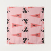 世紀半モダンば：ピンクの珊瑚の模様。 タペストリー (正面(横))