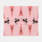 世紀半モダンば：ピンクの珊瑚の模様。 フリースブランケット (正面(横))