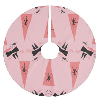 世紀半モダンば：ピンクの珊瑚の模様。 ブラッシュドポリエステルツリースカート