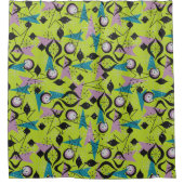 世紀半モダンば |ペリドットアクアと黒色原子 シャワーカーテン (正面)