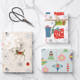 世紀半モダンば  レトロピンク1950年代の原子時代 ラッピングペーパーシート