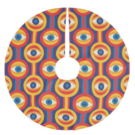 世紀半モダンば:抽象芸術幾何学。 ブラッシュドポリエステルツリースカート (正面)