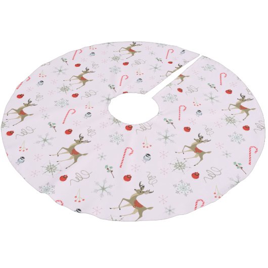 世紀半モダンば |《鳥》アメリカゴガラと可愛い牡鹿 ブラッシュドポリエステルツリースカート (アングル)