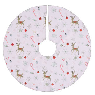 世紀半モダンば  《鳥》アメリカゴガラと可愛い牡鹿 ブラッシュドポリエステルツリースカート