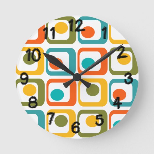 世紀半モダン角 ラウンド壁時計 (正面)