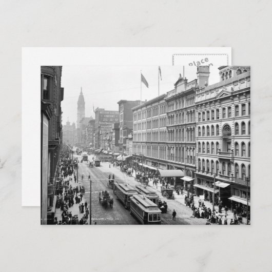 世紀末の通り場面、フィラデルヒィア、PA ポストカード (正面/裏面)