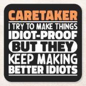 世話人のおもしろい諺 スクエアペーパーコースター (正面)